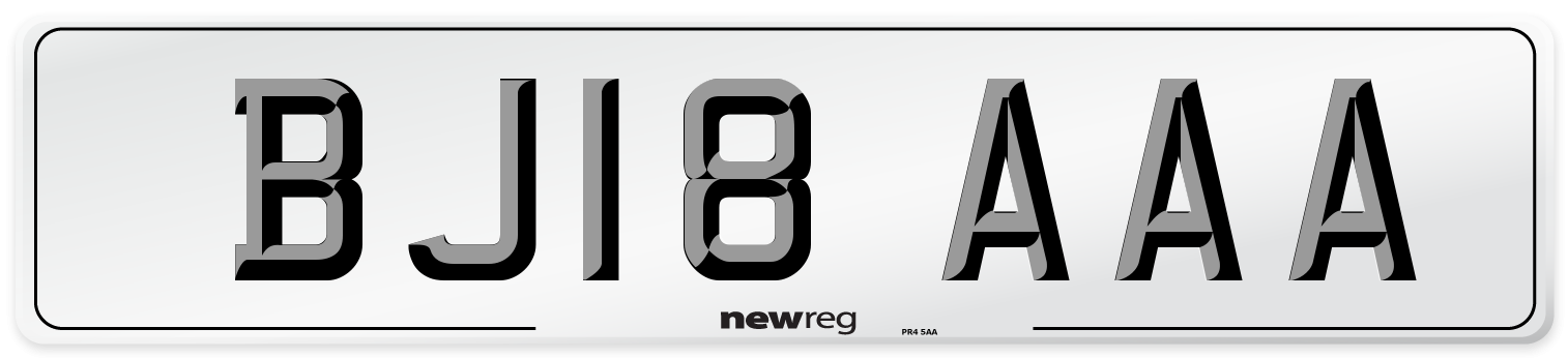 BJ18 AAA Number Plate from New Reg
